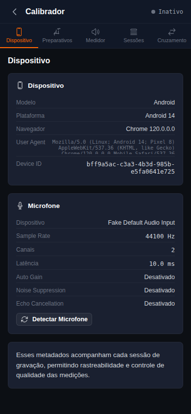 Aba Dispositivo do Calibrador